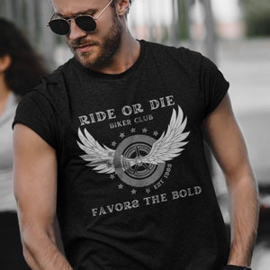 Biker club Unisex t-shirt, Motorcycle wheel with wings shirt, Biker shirt for men, Ride or die shirt gift for men, Motorcycle lover shirt