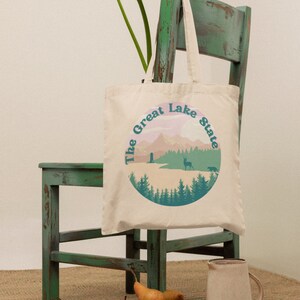 Michigan Eco Tote Bag, Great Lake State tote bag, Michigan wedding tote, Michigan gift, Michigan souvenir, Great Lake beach tote