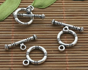 10sets dark silver tone toggle clasps h3190