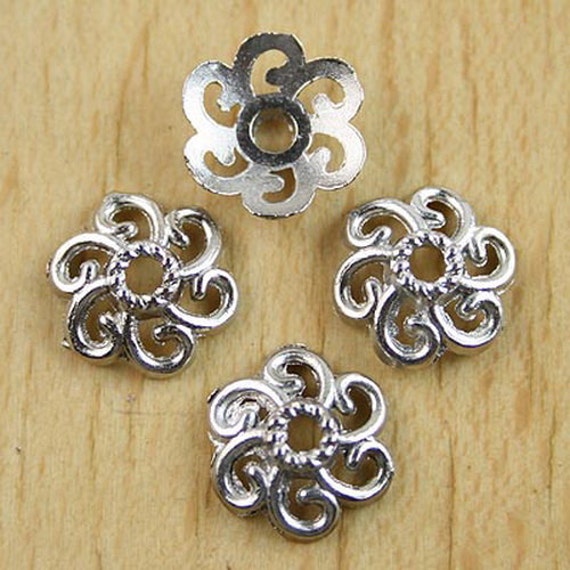 200pcs Tibetan Silver color 9mm flower bead caps EF0015