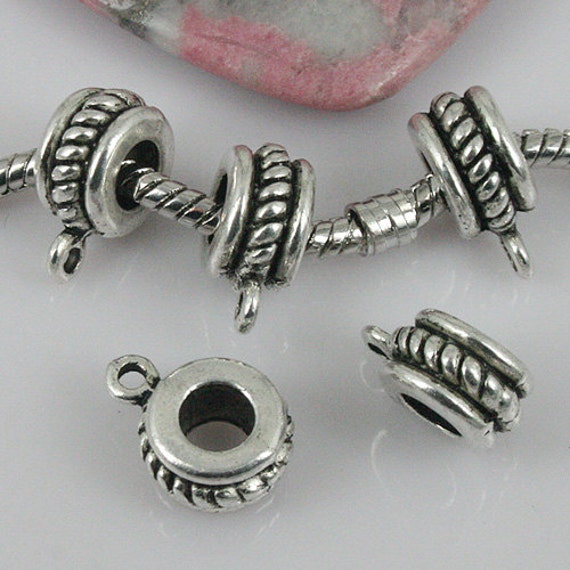 Alloy metal Tibetan Silver color round spacer bail charms 40pcs EF0029