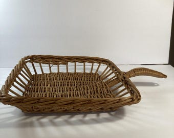 Cesta de mimbre vintage con asas para pan rústico/panecillos