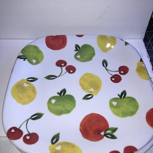 SET OF 3 Table Tops Gallery in Square Melamine Plates Colorful Fruits 11 1/2”