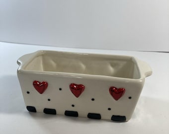 Heartful Home Tracy Mini Loaf Pan Tea Bag Holder 6x3.5x2.25 featuring Hearts