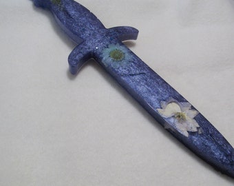 Pressed Flower Dagger, Resin Fairy Dagger, Cottagecore Dagger, Athame,