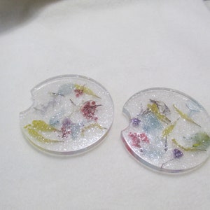 Resin Car Coasters, Pressed Flower Coasters, Glitter Car Coasters, Car Accessory