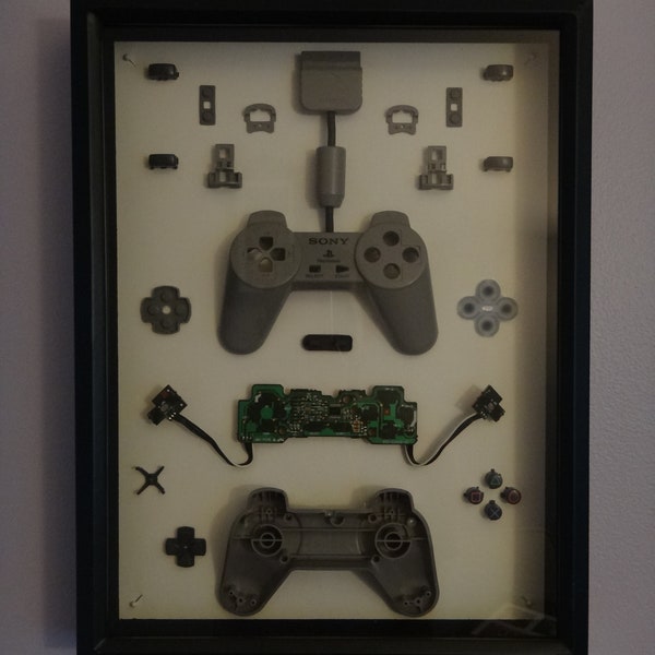 Sony Playstation Controller - Inside View Black Frame Shadow Box (Original PS1, PS One, PS)