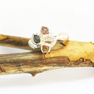 A Sterling Silver Organic Montana Sapphire Twig Ring