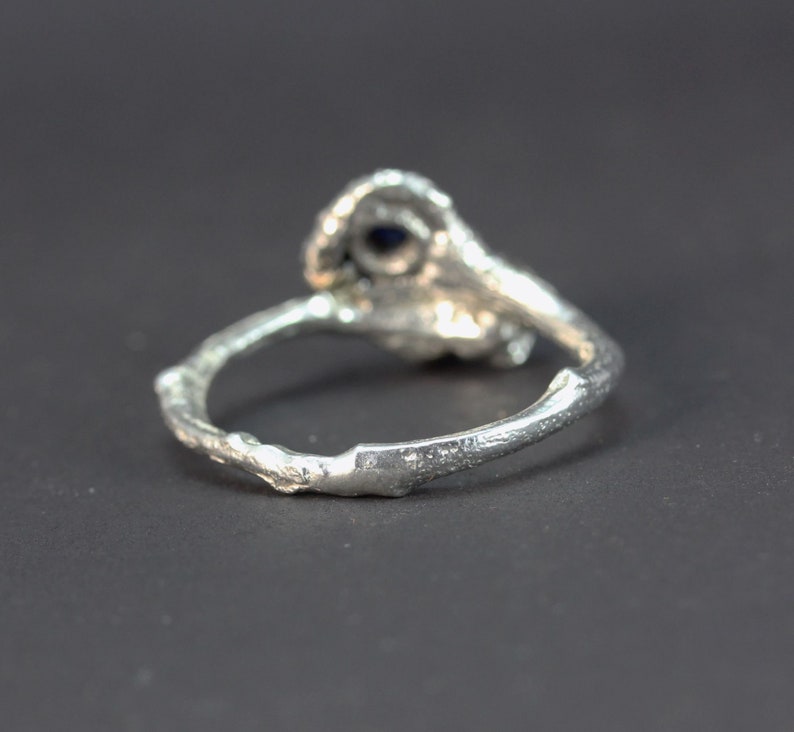 A gold Silver sapphire Twig Organic Ring