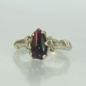 A Womans Silver  Tourmaline Twig Bud Organic Rustic Statement Unique Alternative Ring Twig Ring
