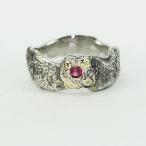 Organic Band Ring  Mens Ring   Wedding Band   Gold Silver Ruby Band  Silver ring