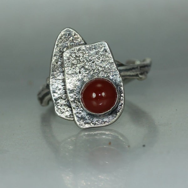 A Modernist Wearable Art Bauhaus Cubism Contemporary Art Jewelry Carnelian Agate Womans Mans Ring