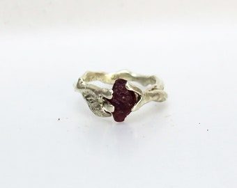 A Ruby Sterling Silver Twig Ring