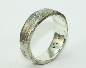 Organic Wedding Band  Mens Wedding Ring  Rustic Wedding Band   Silver Wedding Band  Silver ring