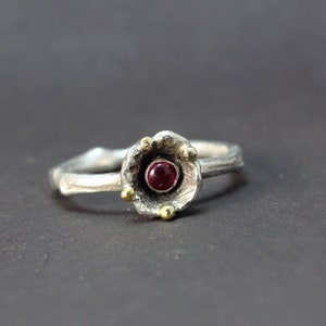 A Silver Flower Twig Ring