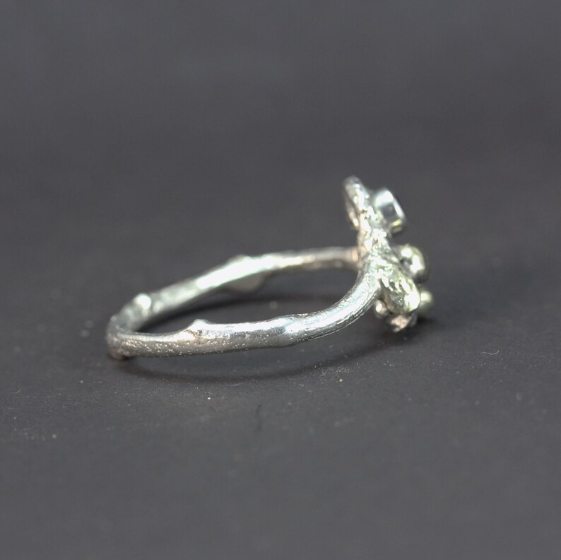 A gold Silver sapphire Twig Organic Ring