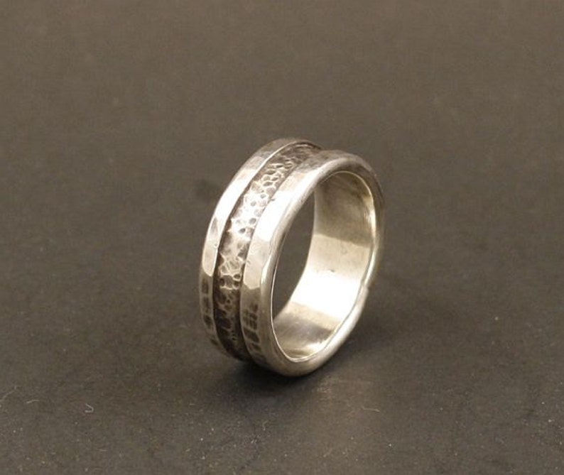 A MansWedding Ring Organic Wedding Ring Mans Wedding Ring Wedding BandSilver On Sterling Silver Handmade Jewelry Metalwork Ring