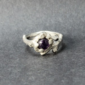 A Silver Twig Amethyst Womans Ring