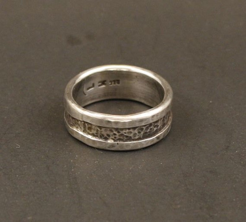 A MansWedding Ring Organic Wedding Ring Mans Wedding Ring Wedding BandSilver On Sterling Silver Handmade Jewelry Metalwork Ring