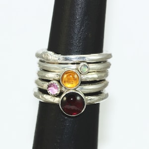 A Birthstone Stacking Ring3Mothers Memory Ring Set