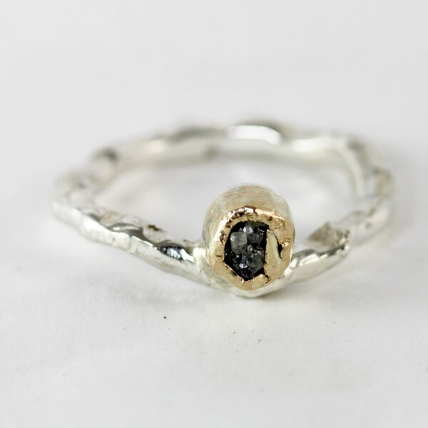 A Diamond Gold Silver Natural Ring