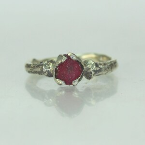 A Womans Silver  Uncut Natural Tourmaline Crystal Twig Bud Organic Rustic Statement Unique Alternative Ring Twig Ring