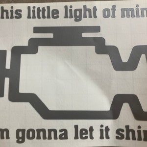 Check Engine Light Funny Car Vinyl Decal