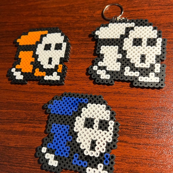 Super Mario Bros Inspired Shy Guy Keychain Magnet Perler Bead Sprites