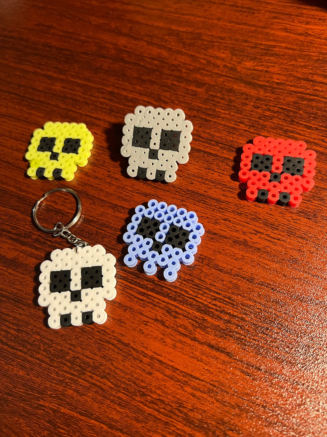 Skull Keychain Magnet Pin Perler Bead Sprites