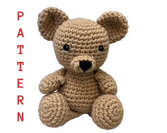 Patrón de oso de peluche amigurumi de 6 pulgadas