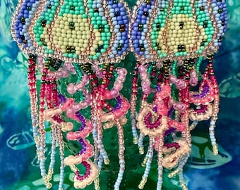 Jellyfish Colorful Beaded Earrings