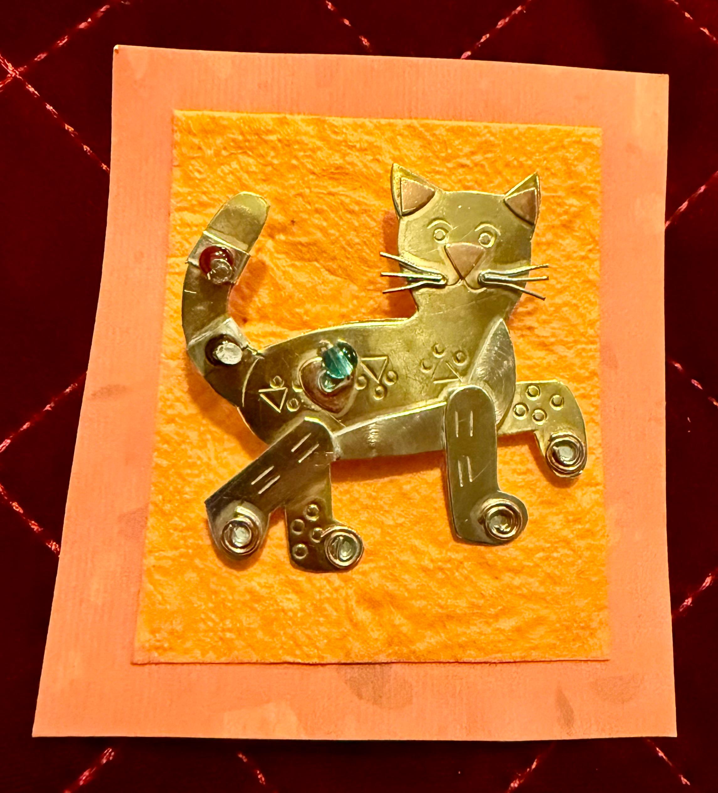 Triangular Cat Pin Cutest Metal Beaded Cat Pin - Etsy