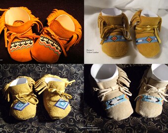 3-6 month -  Made To Order Baby Moccasins With Beadwork