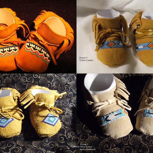 3-6 month -  Made To Order Baby Moccasins With Beadwork