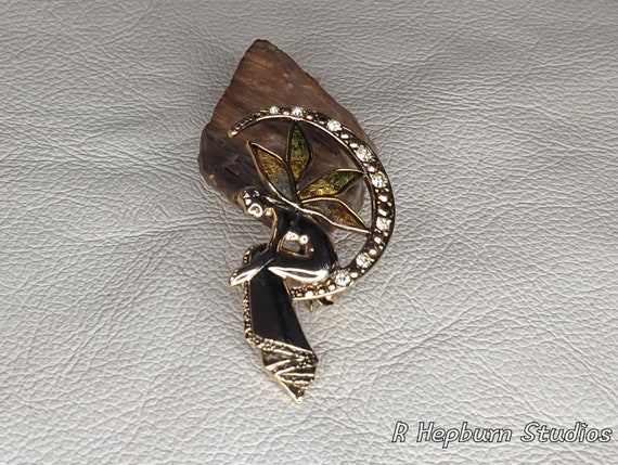 Vintage Liz Claiborne Fairy Moon Brooch - image 6