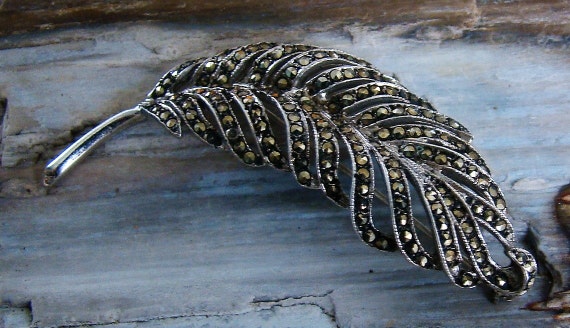 Sterling Silver Marcasite Art Deco Art Nouveau Fe… - image 2