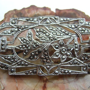 Sterling Silver and Marcasite Art Nouveau Brooch