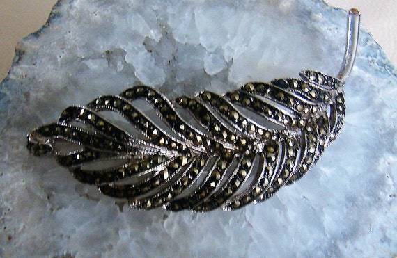 Sterling Silver Marcasite Art Deco Art Nouveau Fe… - image 1