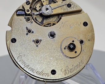Compensation Balance Pocket Watch Movement. Runs.