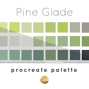 Pine Glade Green PROCREATE COLOR PALETTE iPad | digital download colour swatches, iPad lettering, illustration, procreate tool, digital art