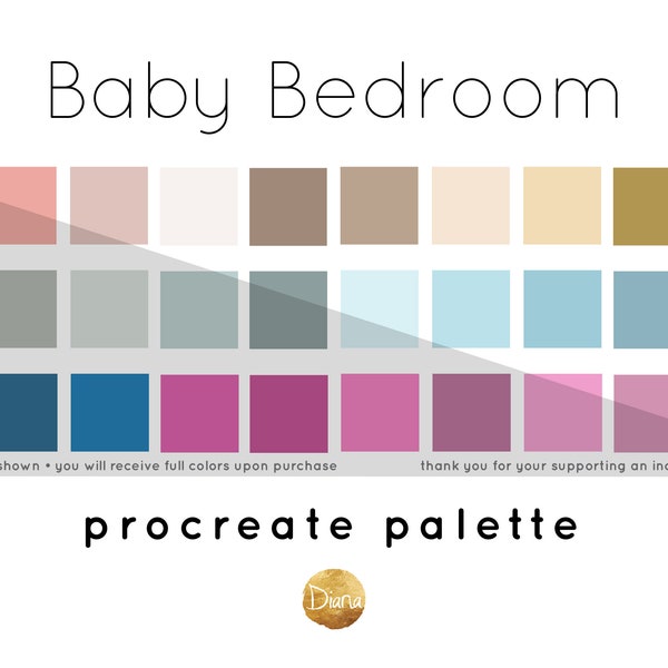 Baby Bedroom Nursery PROCREATE COLOR PALETTE iPad | digital download colour swatches, lettering, illustration, procreate tool, digital art