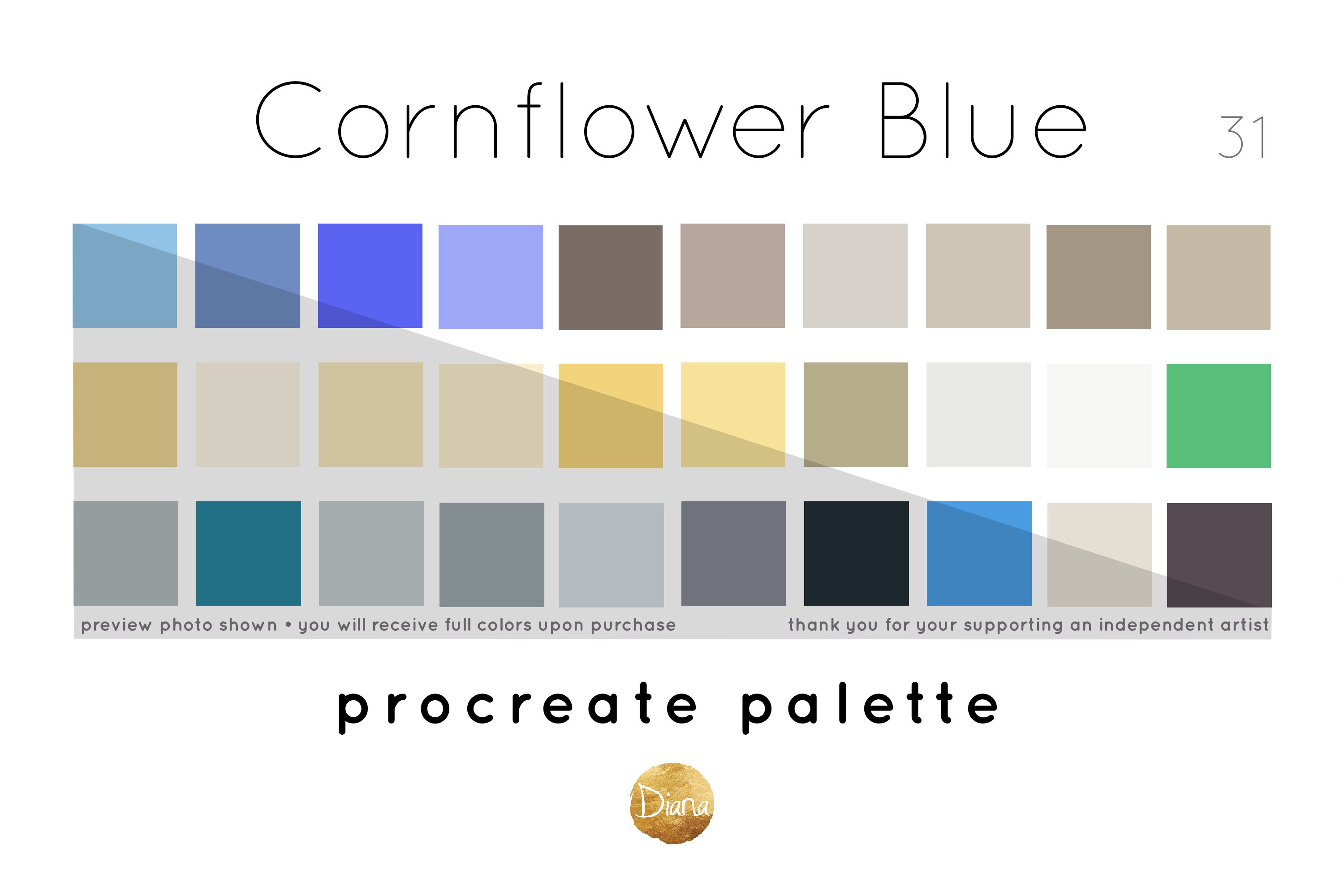 Cornflower Blue PROCREATE COLOR PALETTE iPad Digital Download Colour