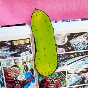 Pickle Bookmark, Pickle Lover Bookmark, Jumbo Food Bookmark, Die Cut Bookmark, Food Bookmark, Pickle Lover Gift, Funny Food Bookmark