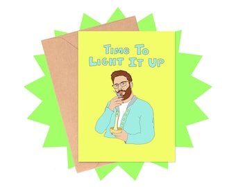 Light It Up Hanukkah Card, Seth Rogan Hanukkah Card, Funny Hanukkah Card, Weed Hanukkah Card, Adult Hanukkah Card, Pop Culture Hanukkah Card