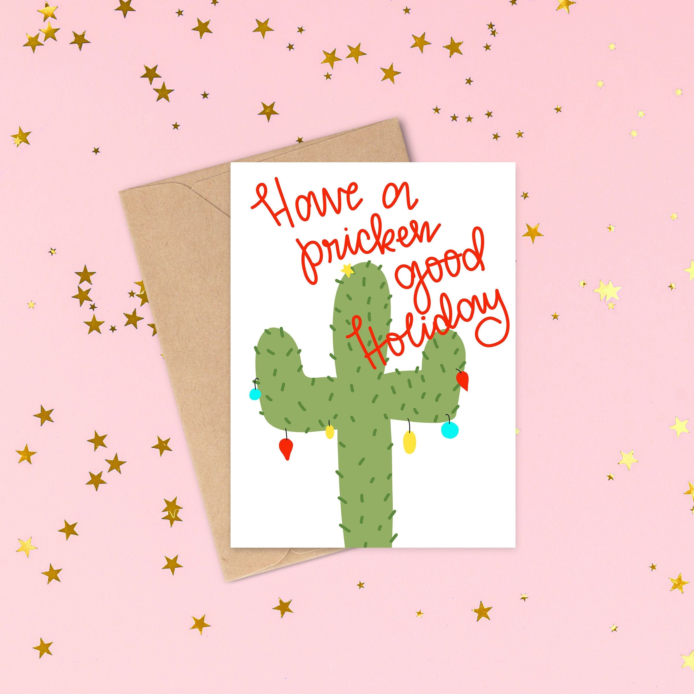 Cactus Christmas Tree Funny Pun Holiday Card de Siyo Boutique  Etsy