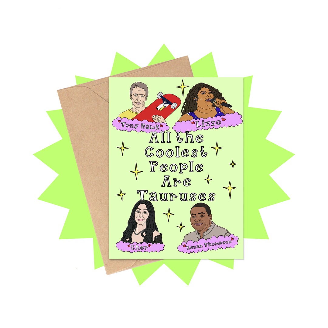 Taurus Celebrities Birthday Card, Taurus Birthday Card, Zodiac Birthday