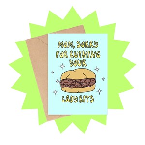 Cartão Ruining Your Lady Bits, Cartão de mãe com tema de comida, Cartão engraçado para o dia das mães, Cartão para a mãe, Cartão de aniversário para a mãe, Cartão de dia das mães para adultos