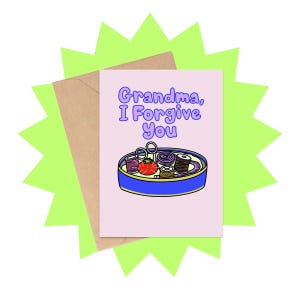 Tarjeta "Abuela, te perdono", tarjeta divertida para abuela, tarjeta de costura para abuela, tarjeta para abuela, tarjeta para mamá, tarjeta para el Día de la Madre para abuela