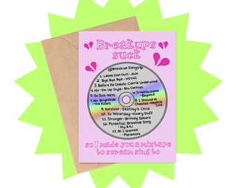 Breakup Songs Mixtape Card, Galentine's Day Gift