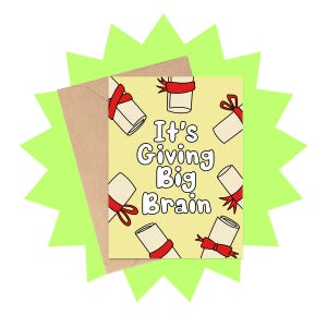 Tarjeta "Es un gran cerebro", tarjeta de felicitación divertida, tarjeta de graduación divertida, tarjeta de diploma, tarjeta de felicitación de graduación, tarjeta de graduación de 2025